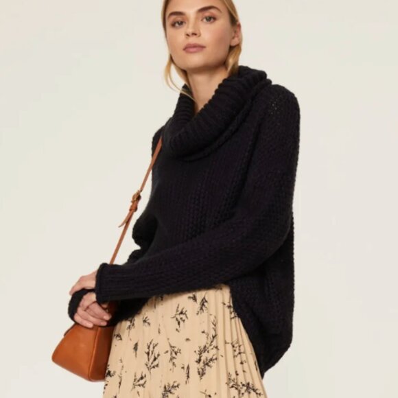 The Odells Sweaters - The Odells Slouch OVERSIZED Turtleneck Sweater Small Black